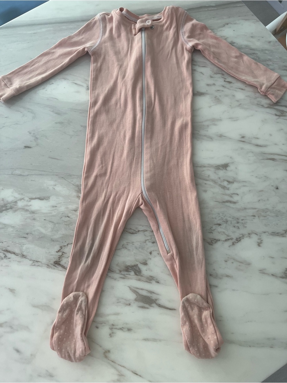 Footed One-Piece Zipper Jumpsuit
